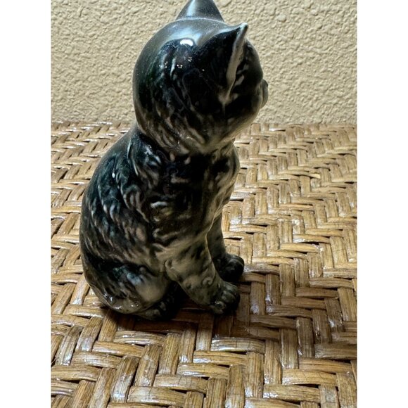 Vintage Japanese Nippon Yoko Boeki Ceramic Cat Figurine With Green Eyes 1940"s - Picture 4 of 8